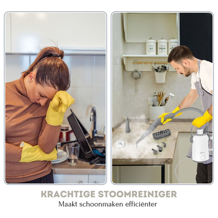 Costway Handstoomreiniger 1000 W - 300 ml Watercapaciteit - 10 Accessoiresets Stoomreiniger voor Tapijten Ramen Bekleding Grijs + Wit
