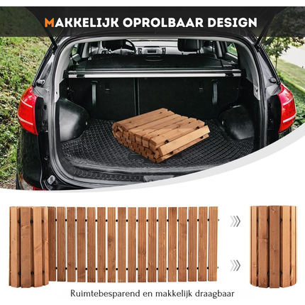 Trendmix Houten Oprolbaar Tuinpad 245 x 43 x 2 cm - Weerbestendig Antisliptextuur Buitenpad - Houten Pad voor Tuin Binnenplaats Aan Zee