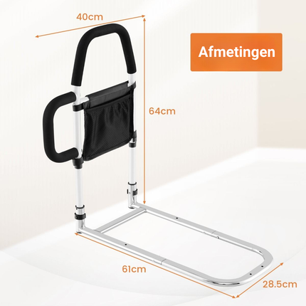 Trendmix Bedhek voor Ouderen – Medisch Bedrek met Dubbele Leuning – Tot 136 kg – Met Opbergvak & Bevestigingsriem – Geschikt voor Alle Bedmaten – Zwart/Wit