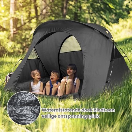 Trendmix 4-in-1 Opvouwbare Campingtent – Verhoogde Kampeertent met Cot, Luchtmatras & Pomp – 2-Persoons Waterdichte Tent – Snel Opzetbaar & Draagbaar – Outdoor, Festival & Camping – Grijs – 194 x 146 x 160 cm