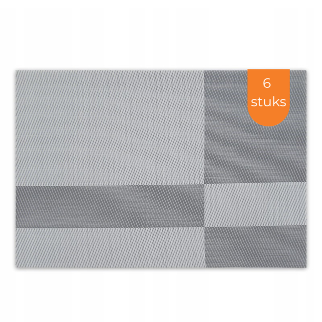 Placemats Set 6 Stuks 30x45 cm – Lichtgrijs Antraciet – Afwasbare Kunststof Placemats – Hittebestendig