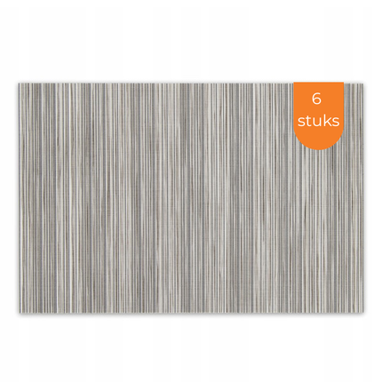 Placemats Set 6 Stuks 30x45 cm – Beige Zwart Gestreept – Afwasbare Kunststof Placemats – Hittebestendig