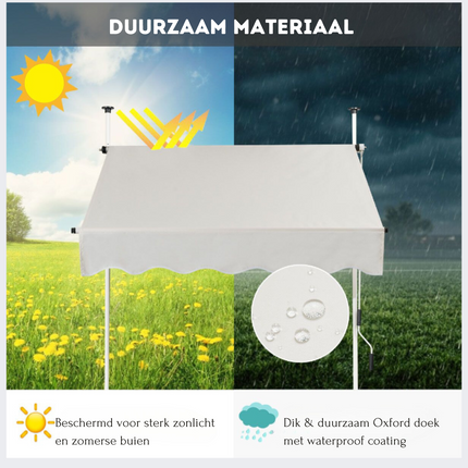 Trendmix Uitschuifbare Klemluifel Zonwering met Slinger - Hoogte Verstelbaar - 150 x 120 cm Beige