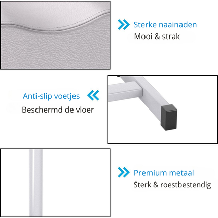 Trendmix Pedicure & Manicure Voetensteun – Verstelbare Hoogte 45–65 cm – Ergonomisch – Staal & Wit Leer