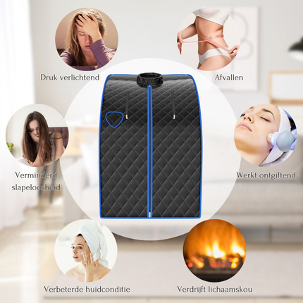 2de kansje Costway Draagbare Stoomsauna met kruidenkistje 3L - Opvouwbare Persoonlijke Therapeutische Sauna - Met Verstuiving Functie - Inclusief stoel en voetmassageroller - 78 x 87 x 101 cm
