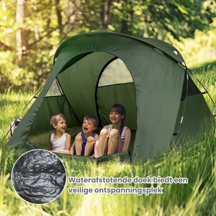Trendmix 4-in-1 Opvouwbare Campingtent – Verhoogde Kampeertent met Vouwbaar Cot – 2-Persoons Waterdichte Tent – Draagbare Tent voor Camping, Outdoor & Backpacken – 194 x 146 x 160 cm – Groen