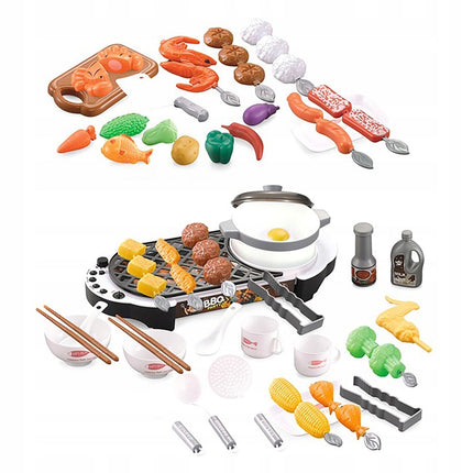 69 delige speelgoedkeuken accessoire set met grillplaat en geluid en licht