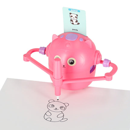 Tekenrobot voor Kinderen – Interactieve Educatieve Robot – Leer Tekenen Stap voor Stap – Inclusief 100 Flashcards – Roze – Vanaf 3 Jaar