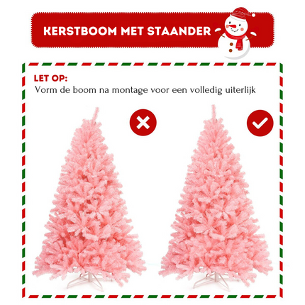 Trendmix Roze Kunstkerstboom Met Standaard 225 cm - Scharnierende Sparren - Volle Boom 1258 Takken - PVC