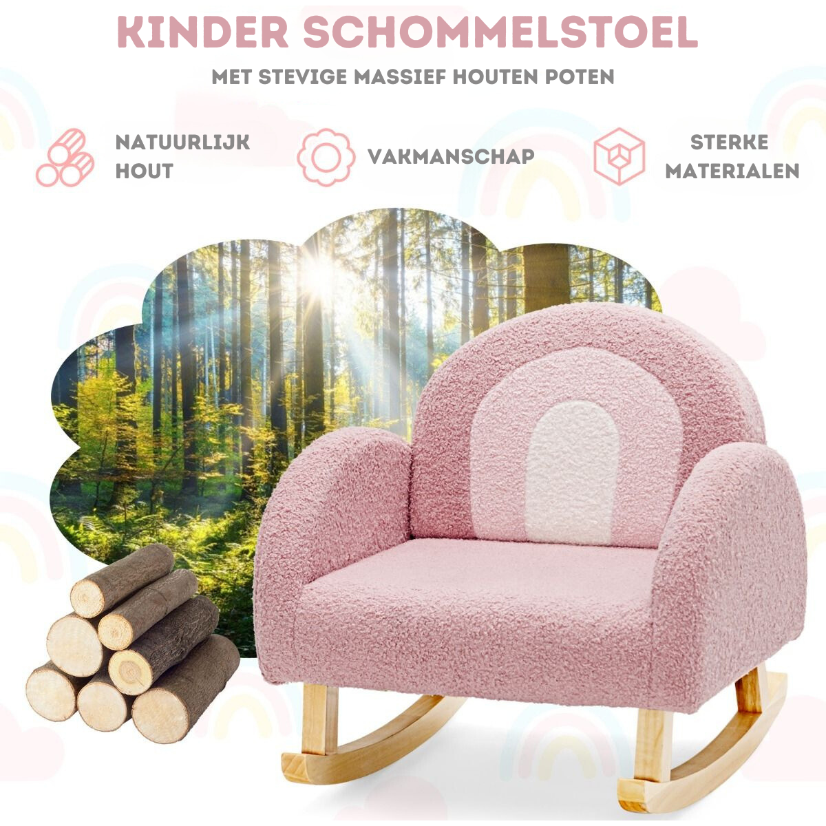 Schommelstoel kinderen - ecru, Slaapkamer en Opbergoplossingen Schommelstoel kinderen - ecru, Slaapkamer en Opbergoplossingen