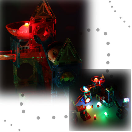 Magnetische Knikkerbaan XXL – 202 Stuks Knikkerbaan Met Lichteffecten - Magnetisch Speelgoed - Magnetic Tiles - Constructiespeelgoed Voor Leeftijd 3 t/m 12 Jaar - Cadeau Kind