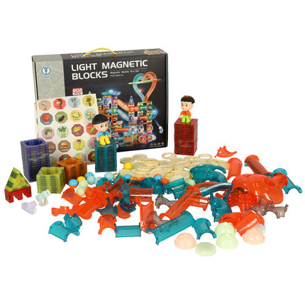Magnetische Knikkerbaan XXL – 202 Stuks Knikkerbaan Met Lichteffecten - Magnetisch Speelgoed - Magnetic Tiles - Constructiespeelgoed Voor Leeftijd 3 t/m 12 Jaar - Cadeau Kind