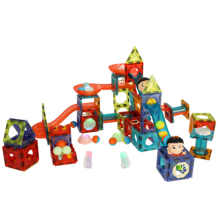 Magnetische Knikkerbaan XXL – 202 Stuks Knikkerbaan Met Lichteffecten - Magnetisch Speelgoed - Magnetic Tiles - Constructiespeelgoed Voor Leeftijd 3 t/m 12 Jaar - Cadeau Kind