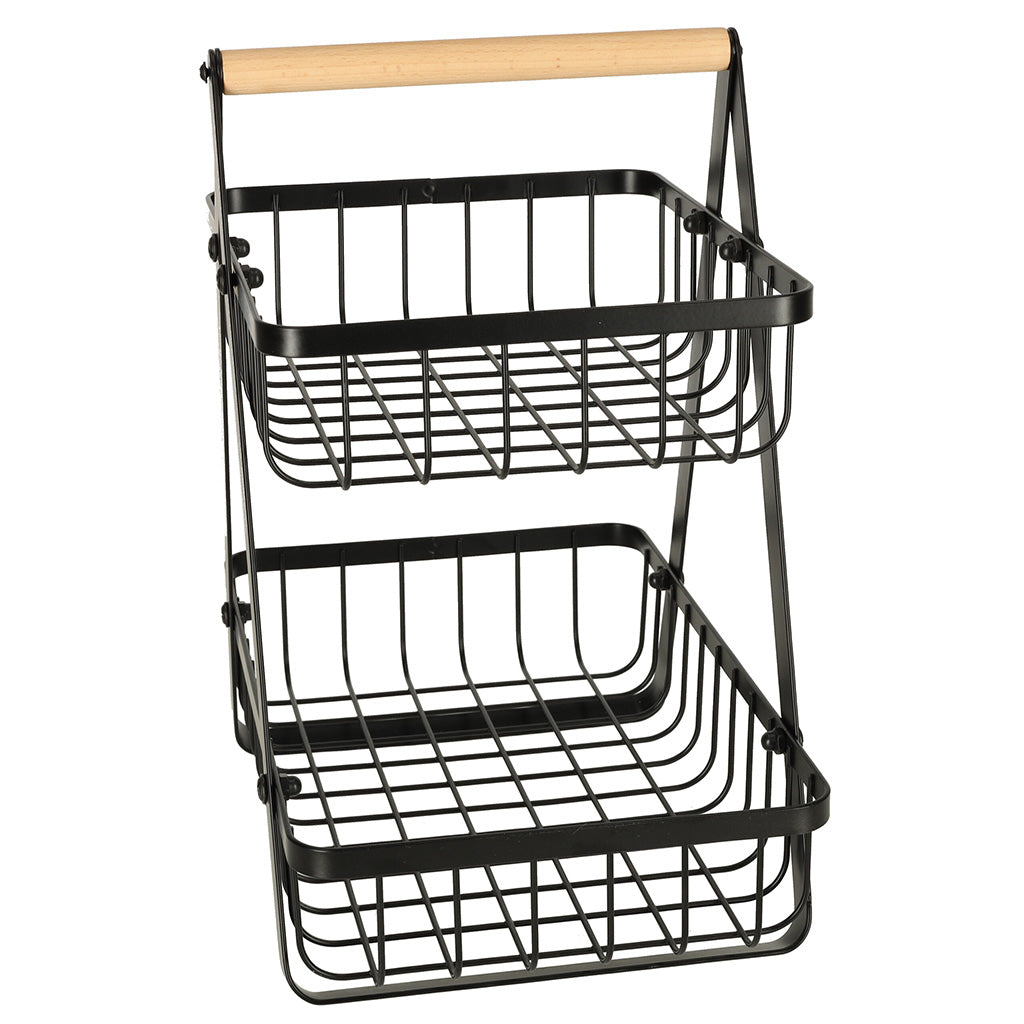 Keramieken etagère fruitschaal 2 laags - Wit/Nikkelkleur Keramieken etagère fruitschaal 2 laags - Wit/Nikkelkleur