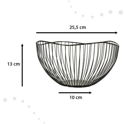 Ikonka Aluminium Fruitschaal 25.5 cm Zwart- Ronde Fruitmand