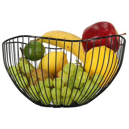 Ikonka Aluminium Fruitschaal 25.5 cm Zwart- Ronde Fruitmand