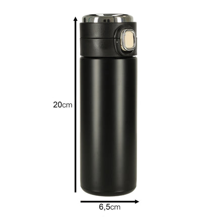 Thermosflesbeker LED Thermoskan - Mondstuk Met Tuit - 420ml - Zwart