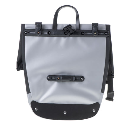 L-BRNO Enkele Fietstas - Reflecterend Zilver - Roltop 20-25 Liter - Waterdichte Zijfietstas