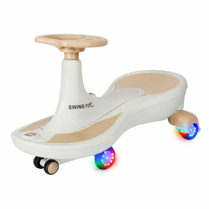 LED Swing Car Zwaartekrachtauto met LED Wielen en Muziek – Schommelauto – Wiggle Car – Goud/Wit – Tot 100 kg