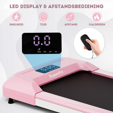 Costway Walking Pad Loopband Roze 1-6 km/u 120 kg Capaciteit - Afstandsbediening en LED Display - Walking pad voor thuis of op kantoor