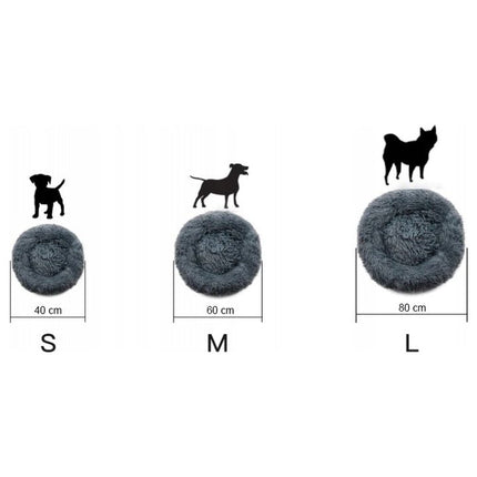 Hondenmand of Kattenmand Pluche Kussen Bed Maat L 80cm - Donkergrijs - Geschikt Voor Een Grote Hond of Kat Tot 25 kg