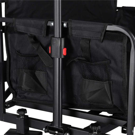 Opvouwbare Bolderkar met Zitje en Rugleuning – Transportwagen – Bolderwagen voor Strand, Camping, Festival, Pretpark en Boodschappen – 150 kg – Zwart