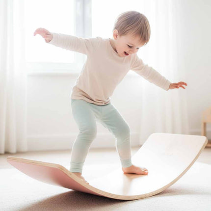 Lulilo Houten Balansbord - Evenwicht Balanceboard - Balansspeelgoed Voor Volwassenen en Kinderen - Roze Vilt