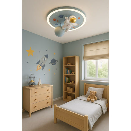 Lumela LED Plafondlamp Astronaut Voor Kinderen 50 cm - Kinderlamp Dimbaar - Plafondverlichting Met Afstandsbediening - Kinderkamer