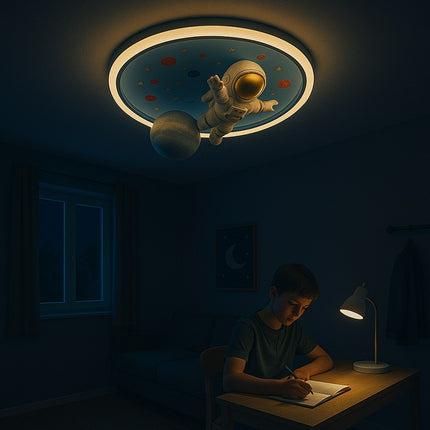 Lumela LED Plafondlamp Astronaut Voor Kinderen 50 cm - Kinderlamp Dimbaar - Plafondverlichting Met Afstandsbediening - Kinderkamer