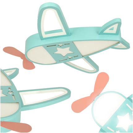 Lumela Vliegtuig Kinderlamp – Dimbare LED Plafondlamp met Afstandsbediening – Kinderkamer Plafondverlichting Jongens – 50x60 cm – Blauw – Originele Vliegtuiglamp voor Kinderen