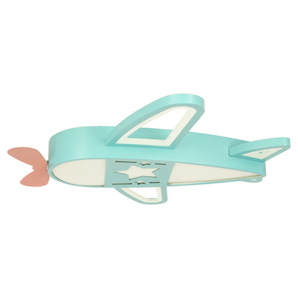 Lumela Vliegtuig Kinderlamp – Dimbare LED Plafondlamp met Afstandsbediening – Kinderkamer Plafondverlichting Jongens – 50x60 cm – Blauw – Originele Vliegtuiglamp voor Kinderen