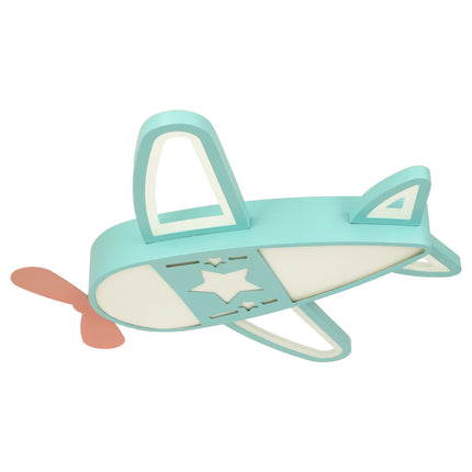 Lumela Vliegtuig Kinderlamp – Dimbare LED Plafondlamp met Afstandsbediening – Kinderkamer Plafondverlichting Jongens – 50x60 cm – Blauw – Originele Vliegtuiglamp voor Kinderen