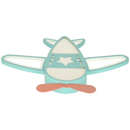 Lumela Vliegtuig Kinderlamp – Dimbare LED Plafondlamp met Afstandsbediening – Kinderkamer Plafondverlichting Jongens – 50x60 cm – Blauw – Originele Vliegtuiglamp voor Kinderen