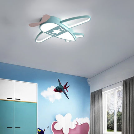 Lumela Vliegtuig Kinderlamp – Dimbare LED Plafondlamp met Afstandsbediening – Kinderkamer Plafondverlichting Jongens – 50x60 cm – Blauw – Originele Vliegtuiglamp voor Kinderen