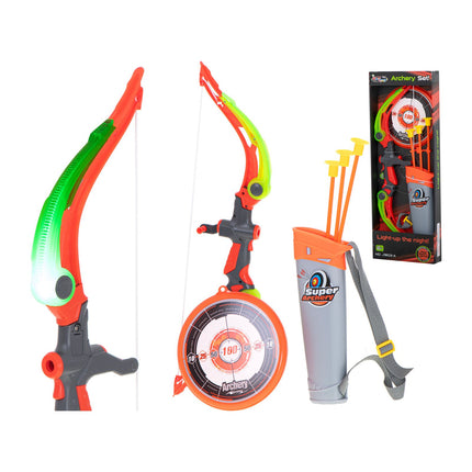 Pijl en Boog met Verlichting en Schietschijf Oranje - 3 Veilige Pijlen - 53 cm - Boogschieten - Kinderen - Speelgoed - Buiten Speelgoed - Binnen Speelgoed