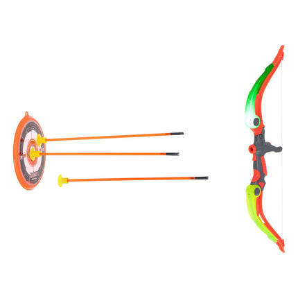 Pijl en Boog met Verlichting en Schietschijf Oranje - 3 Veilige Pijlen - 53 cm - Boogschieten - Kinderen - Speelgoed - Buiten Speelgoed - Binnen Speelgoed