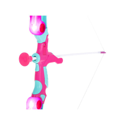 Pijl en Boog met Verlichting en Schietschijf Roze - 3 Veilige Pijlen -  53 cm - Boogschieten - Kinderen - Speelgoed - Buiten Speelgoed - Binnen Speelgoed