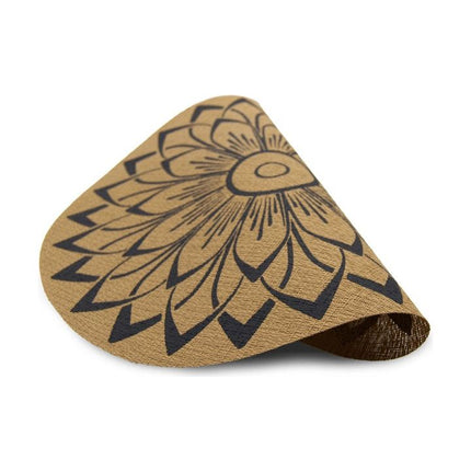 Tragar Ronde Placemats Set 6 – Beige Bloem – Kunststof – Diameter 38 cm – Hittebestendig & Krasvrij