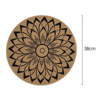 Tragar Ronde Placemats Set 6 – Beige Bloem – Kunststof – Diameter 38 cm – Hittebestendig & Krasvrij