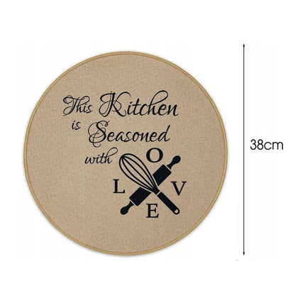 Tragar Ronde Placemats Set van 6 – Beige – Ø38 cm – Antislip – Kunststof – Keuken Quote Design