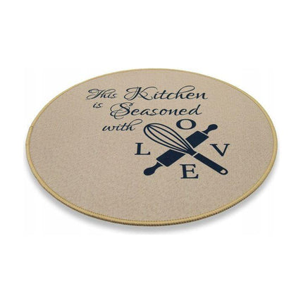 Tragar Ronde Placemats Set van 6 – Beige – Ø38 cm – Antislip – Kunststof – Keuken Quote Design