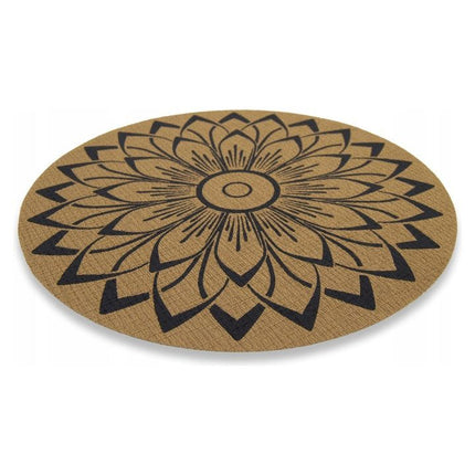 Tragar Ronde Placemats Set 6 – Beige Bloem – Kunststof – Diameter 38 cm – Hittebestendig & Krasvrij
