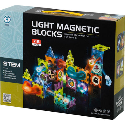 75 delige lichtgevende magnetische knikkerbaan - STEM speelgoed - Geschikt vanaf 3 jaar