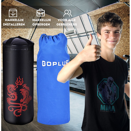 Trendmix 5-Delige Bokszak set voor Kinderen 20 kg - Zware Bokszak met Bokshandschoenen - Springtouw Draagtas Plafondhaak - Zwart