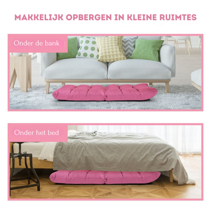 Trendmix Vloerstoel Met 14 Standen Verstelbare Rugleuning Gamingstoel Meditatiestoel Roze - Hoge Veerkracht Spons - Max Belasting 120 kg
