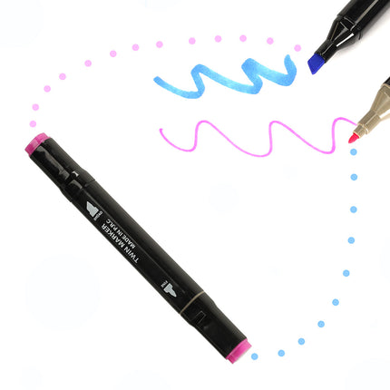 Ikonka 120 stuks Dubbelzijdige Alcoholmarkers - Markerset 120 - Alcohol Markers in Etui - Professionele Markerset