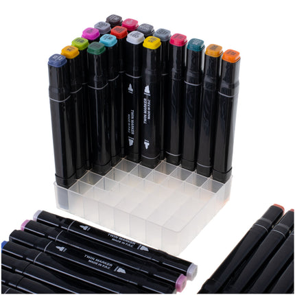Ikonka 48 stuks Dubbelzijdige Alcoholmarkers - Markerset 48 - Alcohol Markers in Etui - Professionele Markerset
