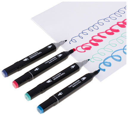 Ikonka 48 stuks Dubbelzijdige Alcoholmarkers - Markerset 48 - Alcohol Markers in Etui - Professionele Markerset