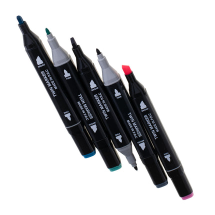 Ikonka 48 stuks Dubbelzijdige Alcoholmarkers - Markerset 48 - Alcohol Markers in Etui - Professionele Markerset