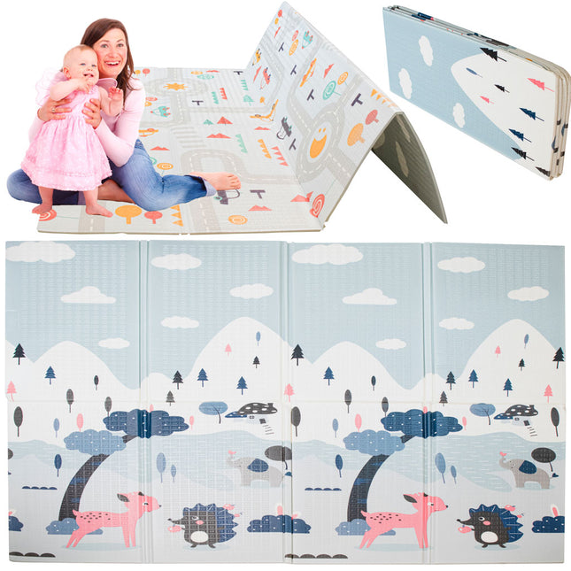 Ikonka Dubbelzijdig Speelkleed / Speelmat van Schuim - Educatieve Mat Kinderen Straat Bos -  Dubbelzijdige Schuimmat - 177x198x0.8cm